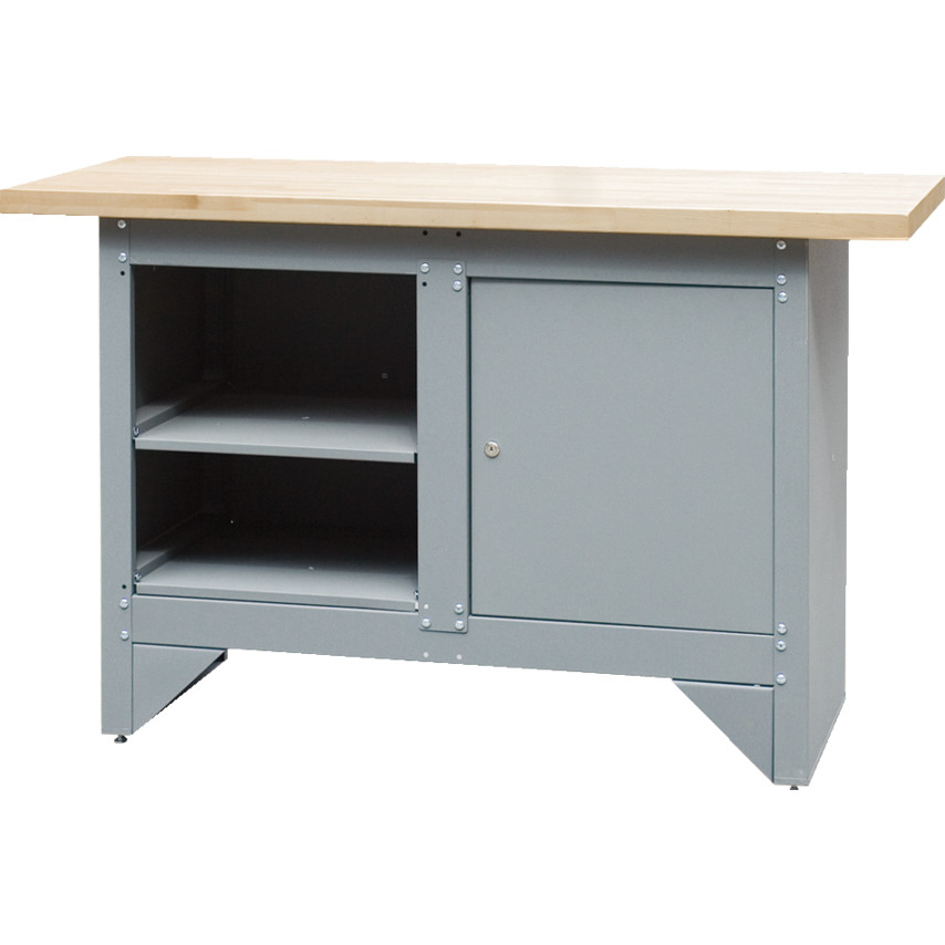 LOCKING CABINET & SHELVED WORKBENCH