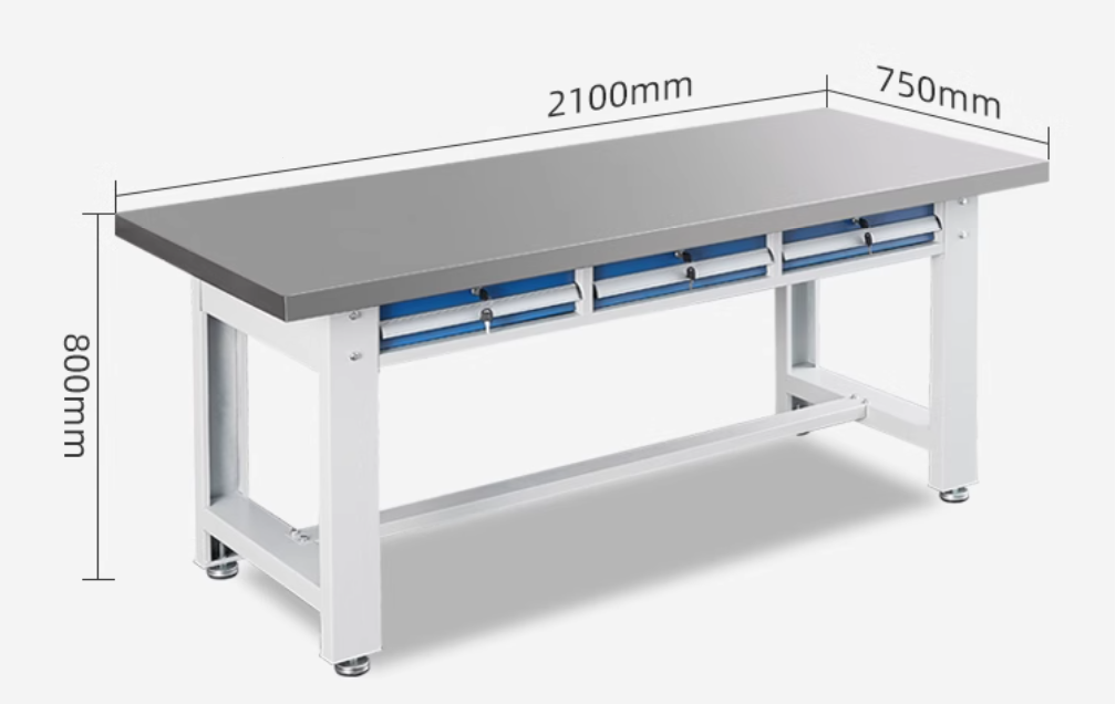 3-DRAWER STAINLESS STEEL HEAVY DUTY WORKBENCH 2100MM X 750MM