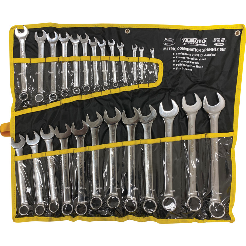 YAMOTO YMT5824951S 6-32mm CV COMBINATION SPANNER SET 25PC