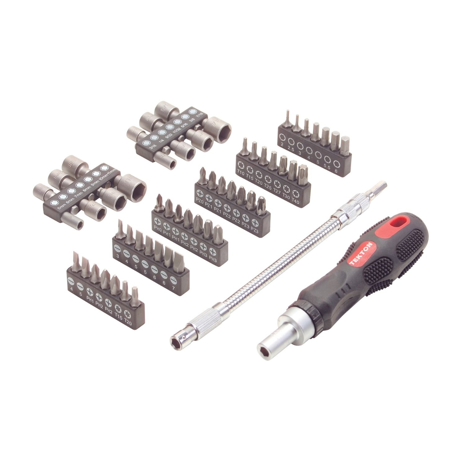 TEKTON 2837 Ratchet Driver and Bit Set, 58-Piece