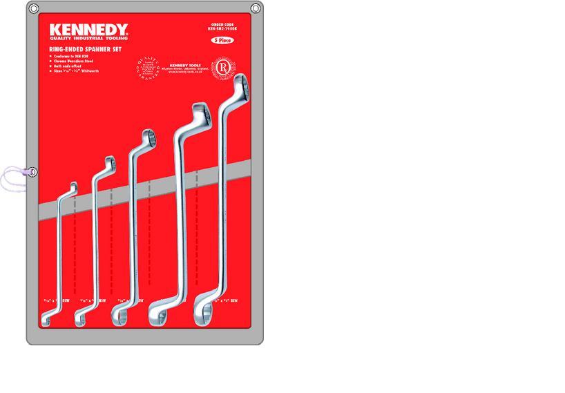 KENNEDY KEN582-1950K 3/16-3/4"WHIT C/V RING SPANNER SET 5PC