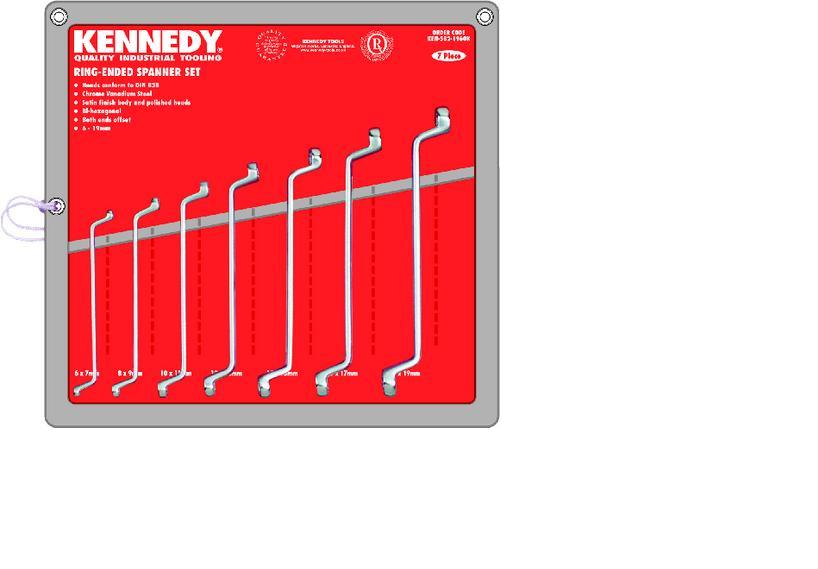 KENNEDY KEN582-1960K 6-19mm C/VANADIUM RING SPANNER SET 7PC