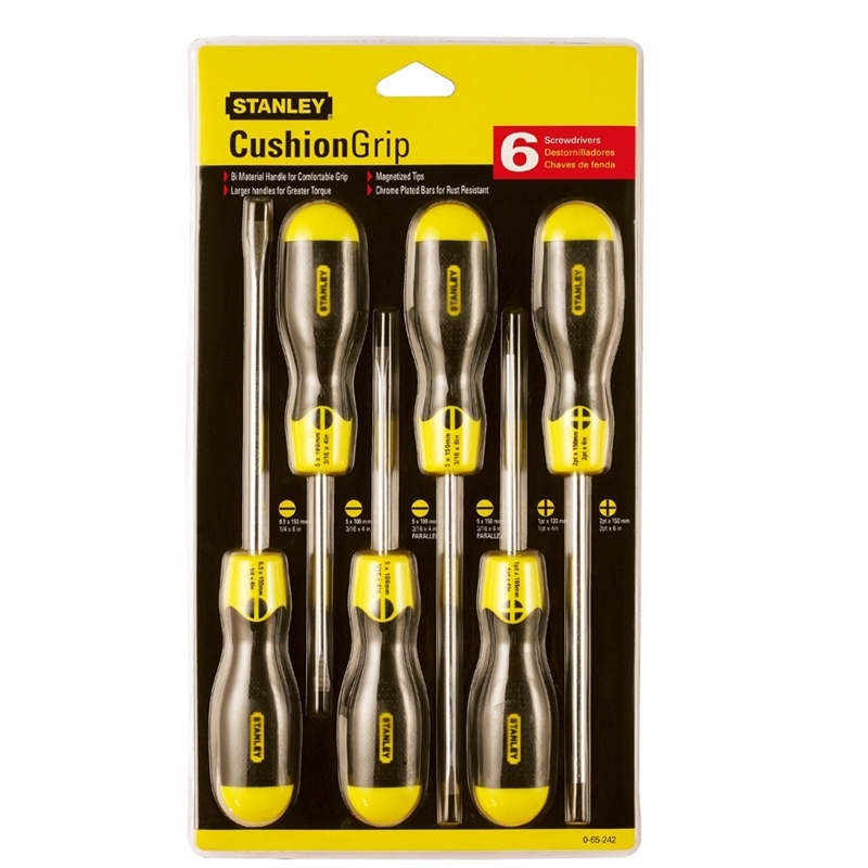 STANLEY Cushion Grip ScrewDriver Sets 66-672 (6pcs Ass