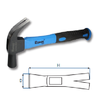 CLAW HAMMER WITH PLASTIC. FIBERGLASS HANDLE 66-CP325