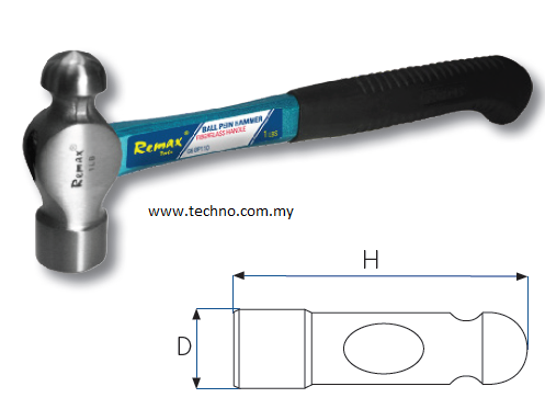 66-BP115 1-1/2 LBS BALL PEIN HAMMER WITH FIBERGLASS HANDLE