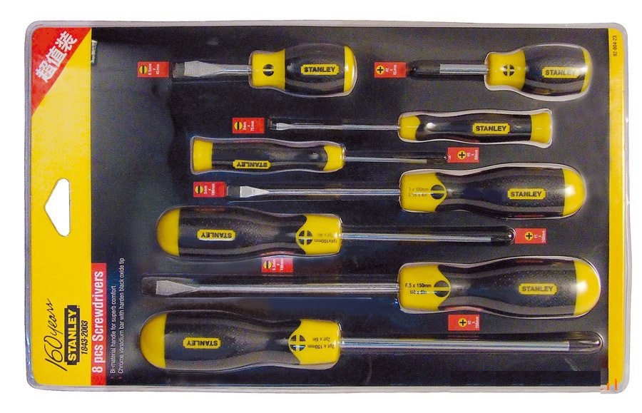 Stanley Cushion Grip 2 Screwdriver Set: 8 Piece Set