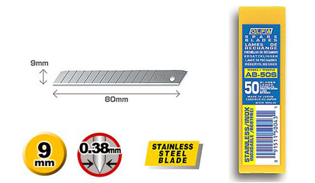 Olfa AB-50S Stainless Blades (S) (50pcs/pack)