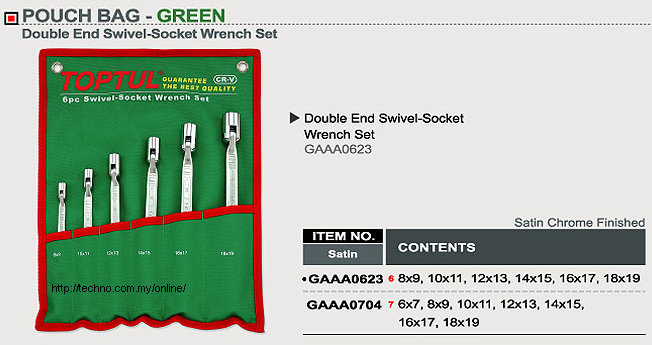 TOPTUL 7Pcs Double Swivel Head Wrench Set (GAAA0704)