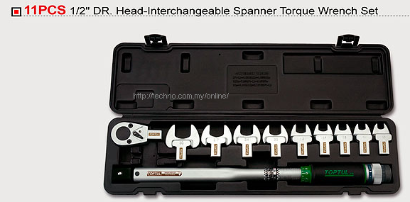 TOPTUL 1/2" DR HEAD EXCHANGEABLE TORQUE WRENCH SET 40-210Nm (GAA