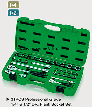 TOPTUL 31Pcs 1/4 & 1/2 DR Socket Set (GAAI3102)