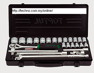 TOPTUL 25PCS 1/2"DR 6PT SOCKET SET (GBB2515)