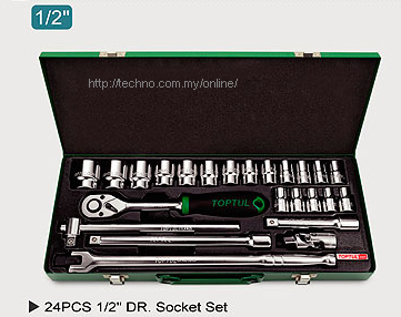 TOPTUL 24PCS 1/2 DR 6PT SOCKET SET (GCAD2401)