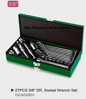 TOPTUL 27PCS 3/8DR SOCKET WRENCH SET (GCAD2801)