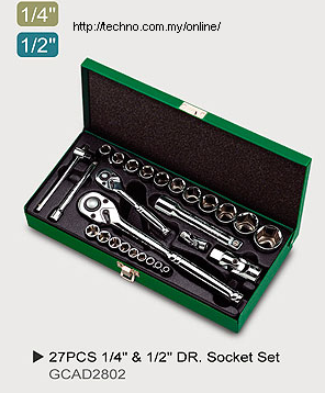 TOPTUL 27PCS 1/4DR & 1/2DR SOCKET SET (GCAD2802)