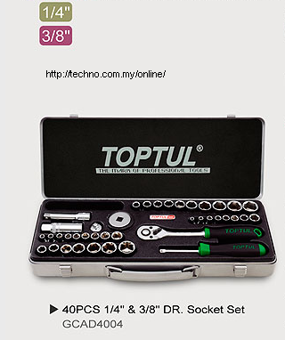 TOPTUL 40PCS 1/4 & 3/8 DR SOCKET SET (GCAD4004)