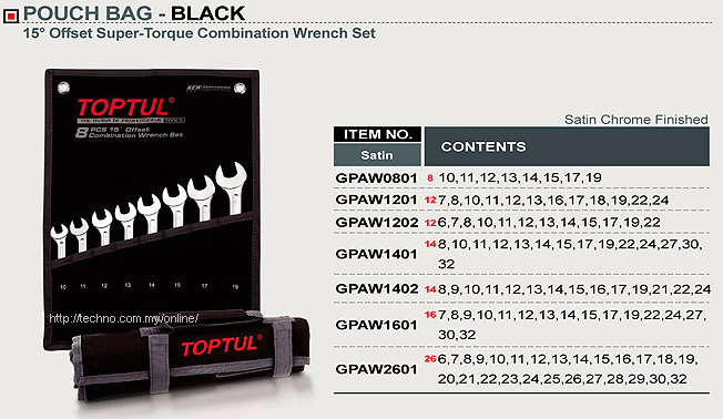 TOPTUL 14PCS SUPER TORQUE COMBINATION WRENCH SET (GPAW1402)