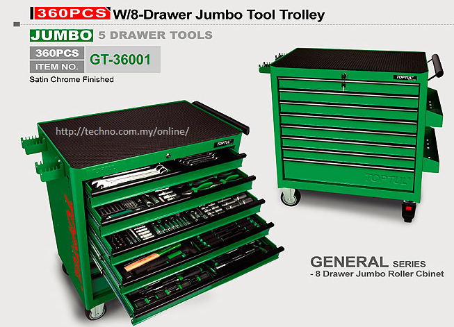 W/8-Drawer Tool Trolley - 360pcs (GT-36001)