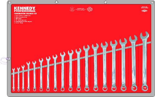 KENNEDY KEN582-3970K 6-24mm PROFESSIONAL COMBWRENCH SET 18-PCE