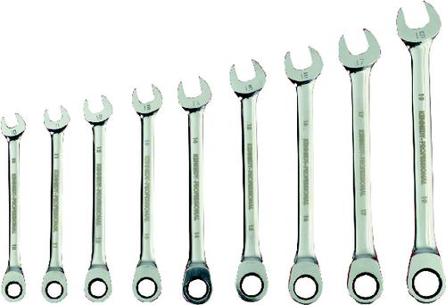 KENNEDY KEN582-3990K 10-19mm RATCHET COMBINATION WRENCH SET 9PCE