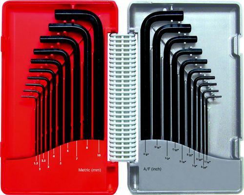 COMBINATION LONG ARM B/PT MM/AF HEX KEY SET 20-PCE