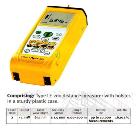 STABILA Laser Distance Measurer Model LE200-200M