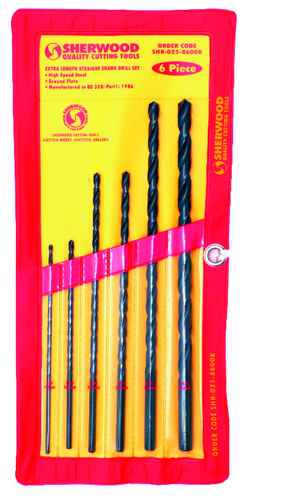 SET OF 6 HSS EXTRA LENGTH DRILLS 3-10.00mm