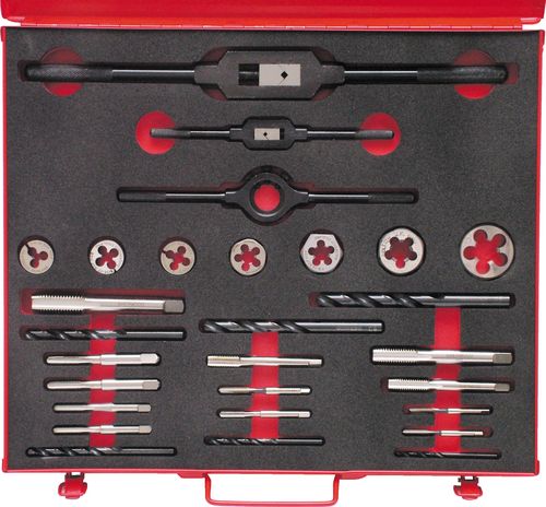 No.10-3/4" UNF 28-PCE HSS THREADING SET IN CASE