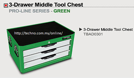3-DrawerMiddleToolChest-PRO-LINE SERIES-GREEN (TBAD0301)