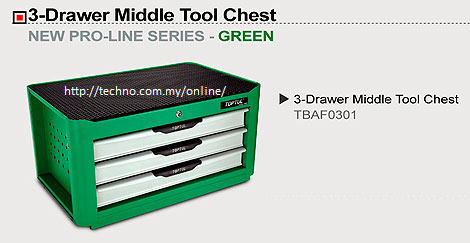 3-DrawerMiddleToolChest-NEW PRO-LINE SERIES-GREEN (TBAF0301)