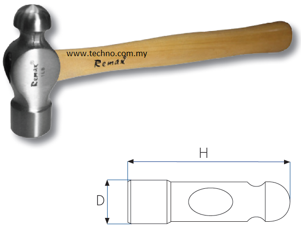 66-BP210 1/2LBS BALL PEIN HAMMER WITH WOODEN HANDLE