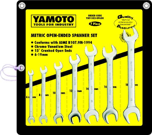 YAMATO 6-19mm CH/VANADIUM O/E SPANNER SET (7)