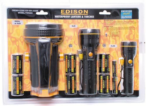 TWS003 WATERPROOF TORCH & LANTERN SET 3-PCE