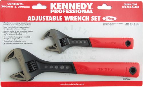 8"/12" SOFT GRIP PHOSPHATE FINISH ADJ. WRENCH SET