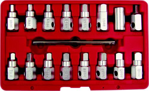 KENNEDY KEN5031720K OIL DRAIN PLUG KEY SET 3/8"DR.(17-PCE)