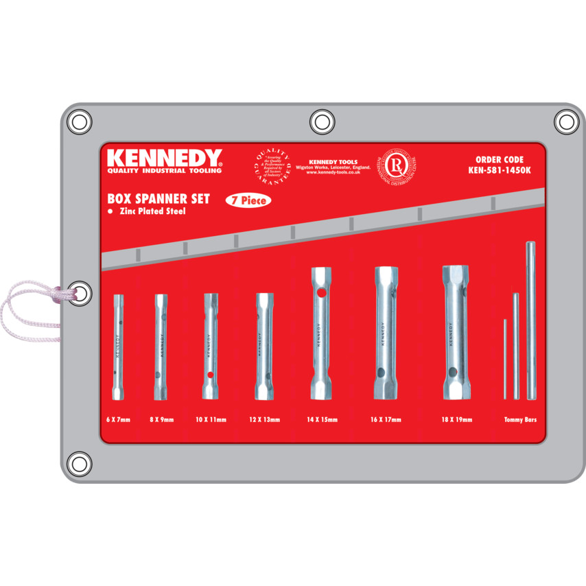 KENNEDY KEN581-1450K 7-PCE BOX SPANNER SET 6-19mm C/W TOMMY BARS