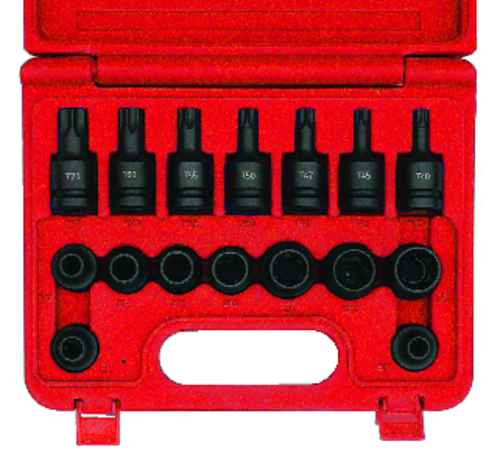 16-PCE EXT/INT TORX IMPACT SOCKET SET 1/2" SQ. DR.