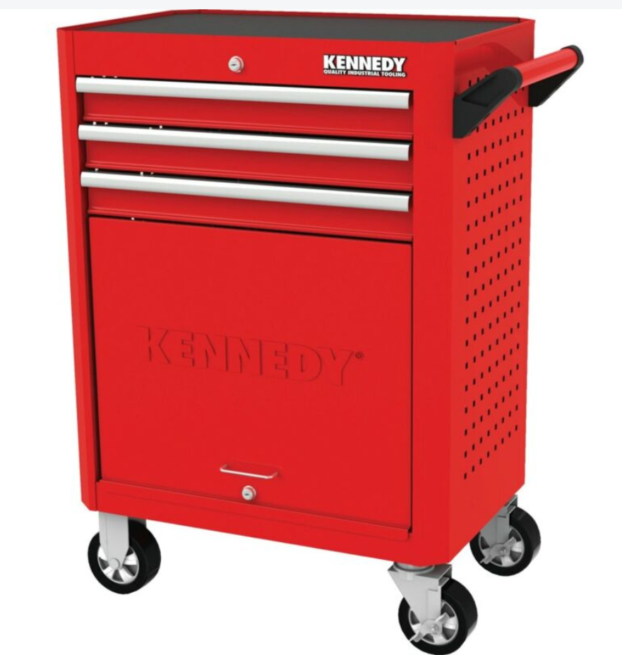 KENNEDY KEN5942020K RED-28" 3 DRAWER ROLLER CABINET