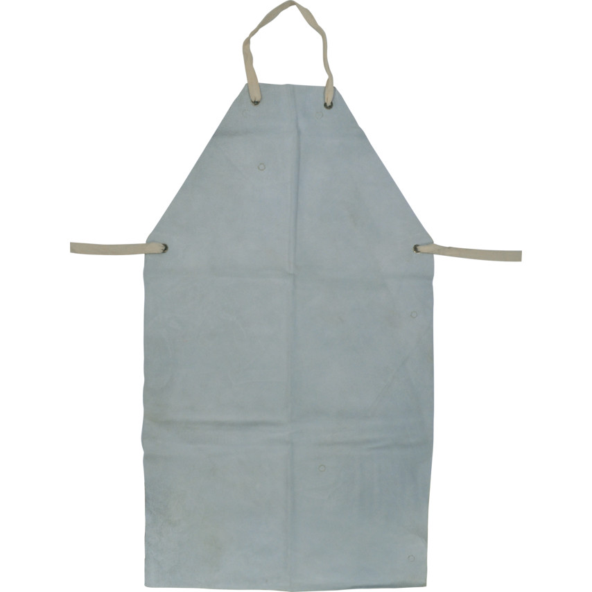CHROME/LEATHER APRON WITH TIES 24x42" GREY