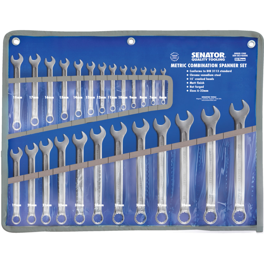 Senator 6-32mm CV COMBINATION SPANNER SET 25PC SEN5825202D0K