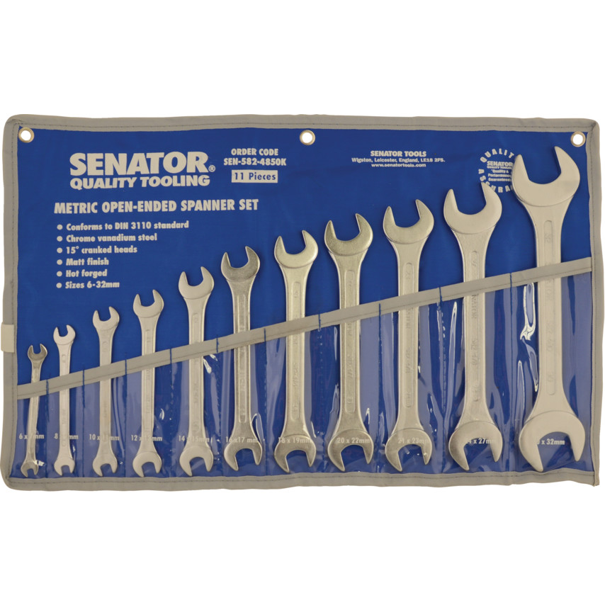 SEN5824850K 6-32mm CH/VANADIUM O/E SPANNER SET (11PC)