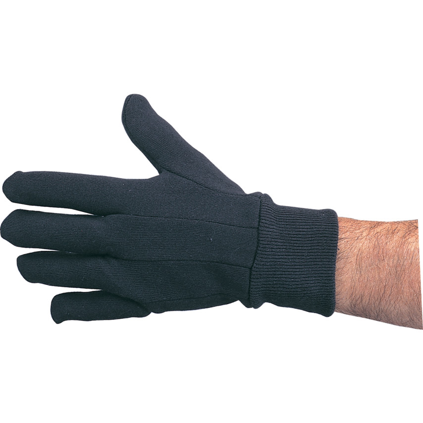 BLACK COTTON JERSEY LINED K/W GLOVES SIZE 9