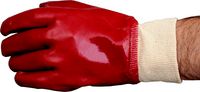RED PVC KNITTED WRIST GLOVES SIZE 10