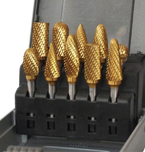 TEMO TMCB88-41010X 10pc TiN Coated Carbide Burr Set